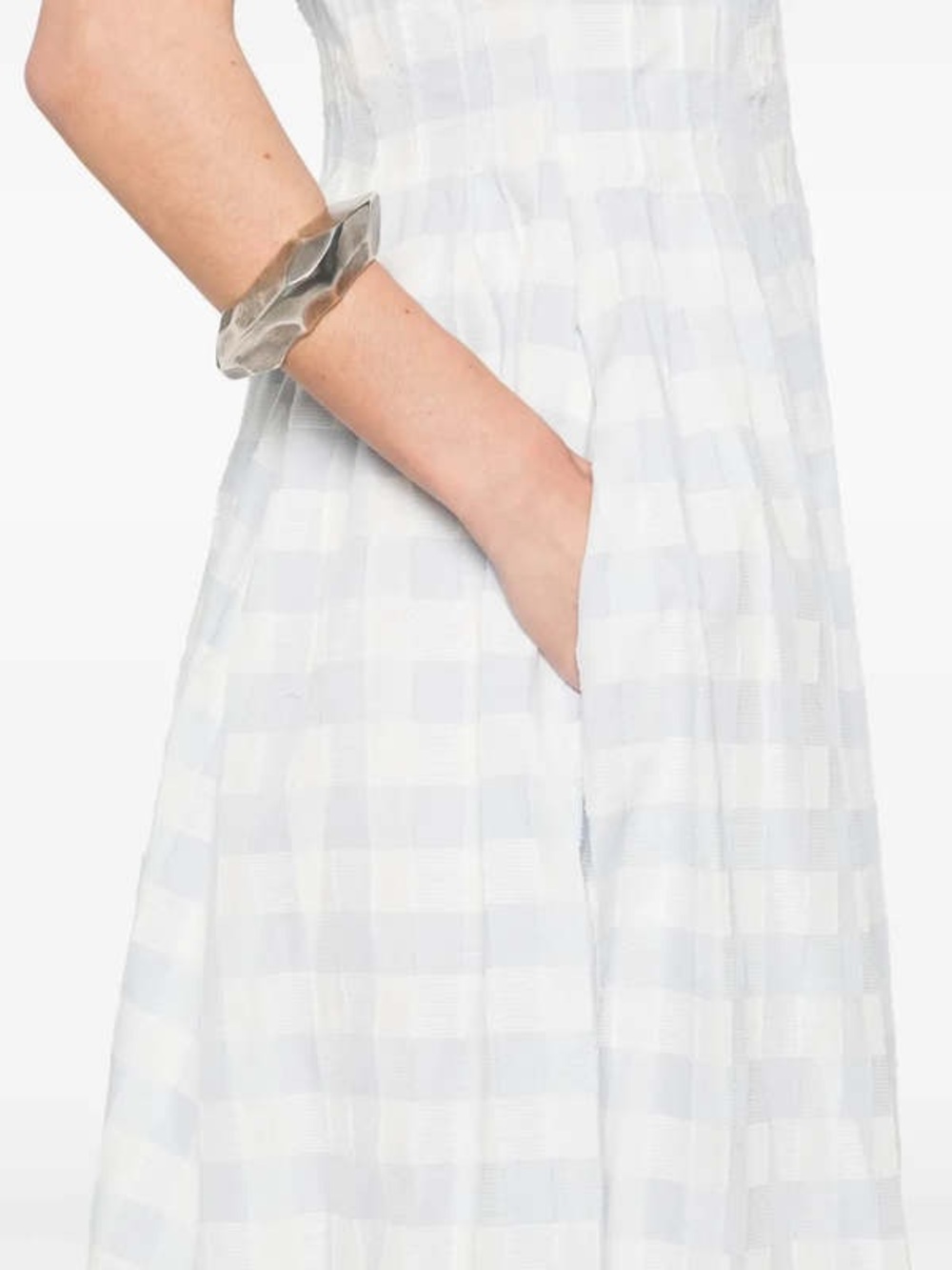Caroline Constas Periwinkle Blue and White Gingham Spaghetti dress - Picture 5 of 8